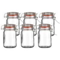 Voorraadpot/bewaarpot - 6x - 250 ml - glas - met beugelsluiting - D7 x H12 cm - thumbnail