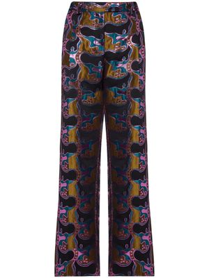 La DoubleJ pantalon évasé La Comasca à motif en jacquard - Noir