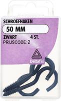Schroefhaken 50mm zwart 4st - Deltafix