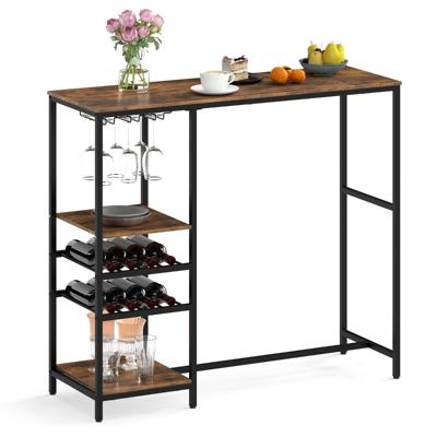 Keuken Bartafel met Opbergvakken & Wijnrekken & Glazenhouders Keukentafel Bar
