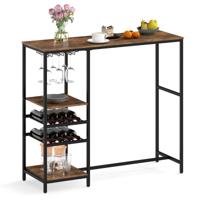 Keuken Bartafel met Opbergvakken & Wijnrekken & Glazenhouders Keukentafel Bar