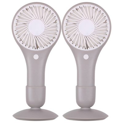 Draagbare USB ventilator met standaard - 2x - grijs - kunststof - 20 x 10 cm
