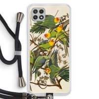 Carolinaparkiet: Samsung Galaxy A22 4G Transparant Hoesje met koord