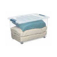 Multi-functionele Kist Domopak Living Katla Met wieltjes Met handvatten Transparant 57 L (59 x 39 x 36,5 cm)