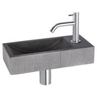 Differnz Ribble fonteinset bombai black - natuursteen - kraan gebogen - 38 x 18 x 8 cm - chroom