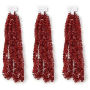 3x Kerst lametta guirlandes rood 270 cm kerstboom versiering/decoratie - Kerstslingers