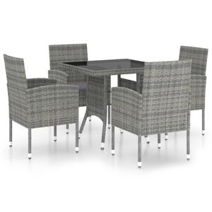 vidaXL 5-delige Tuinset poly rattan antracietkleurig