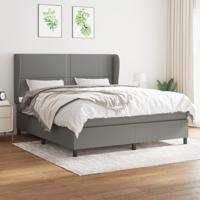 Boxspring met matras stof donkergrijs 160x200 cm