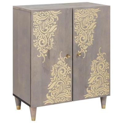 Dressoir Grijs en Goud 60 x 33.5 x 75 cm Massief mangohout