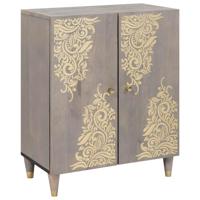Dressoir Grijs en Goud 60 x 33.5 x 75 cm Massief mangohout