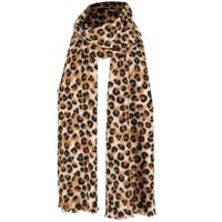 Fijn Geweven Dames Sjaal - Leopard - Camel Kleur - 200 x 60 cm - luipaardprint/panterprint - thumbnail