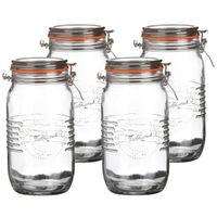 Voorraadpot/bewaarpot - 4x - 1.5L - glas - met beugelsluiting - D14 x H22 cm - thumbnail