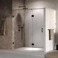 Brauer Void - Nisdeur - 2-Delig - Helder Glas - 170 x 200 cm - Omkeerbaar - met Draaideur 70 cm - Aan Glas - incl. Glascoating - Mat Zwart