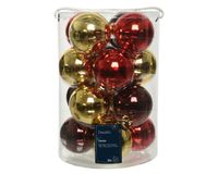 Kerstbal glas d8 cm rood/goud ass 16st kerst - Decoris