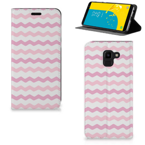 Samsung Galaxy J6 (2018) Hoesje met Magneet Waves Roze