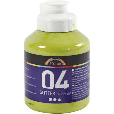 Creativ Company Acrylverf met glitters, lime groen, 500 ml/ 1 fles