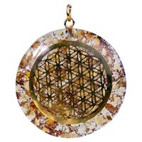 Orgonite Hanger Flower of Life Rond Citrien - thumbnail