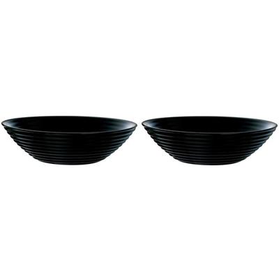 Luminarc Salade schaal/slakom - 2x - zwart - glas - Dia 27 cm - Schalen en kommen