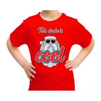 Foute kersttrui shirt - This dude is cool - met stoere Santa - rood - voor kinderen - kerstkleding