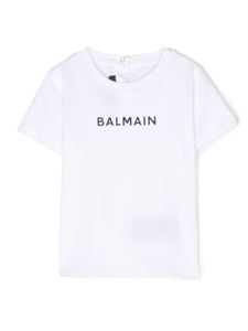 Balmain Kids t-shirt à logo floqué - Blanc