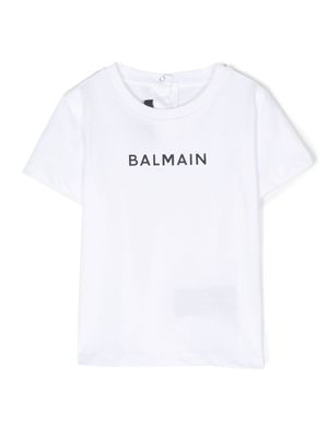 Balmain Kids t-shirt à logo floqué - Blanc