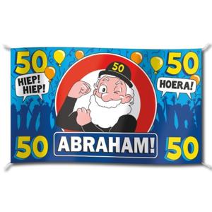 Gevelvlag verjaardag Abraham - 50 jaar geworden - 100 x 150 cm - polyester - feestartikelen