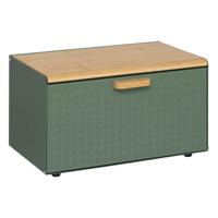 Broodtrommel met klep/deksel - bamboe hout/metaal - 35 x 21 x 23 cm - groen/naturel