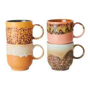 HKliving 70&apos;s Koffiekop 0,25 L - Set van 4 - Cape