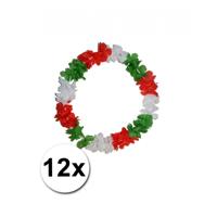 Hawaii krans rood, groen en wit - 12x - D30 cm - bloemenslinger - bloemenkrans - Italie