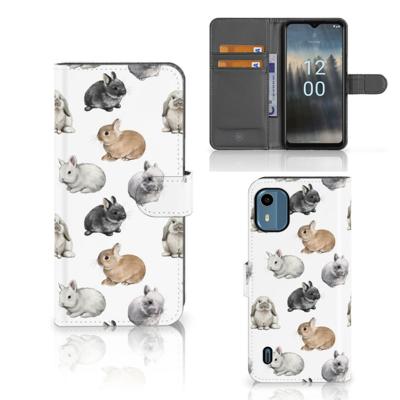 Telefoonhoesje | Met pasjeshouder | voor Nokia C12 Konijntjes