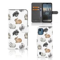 Telefoonhoesje | Met pasjeshouder | voor Nokia C12 Konijntjes