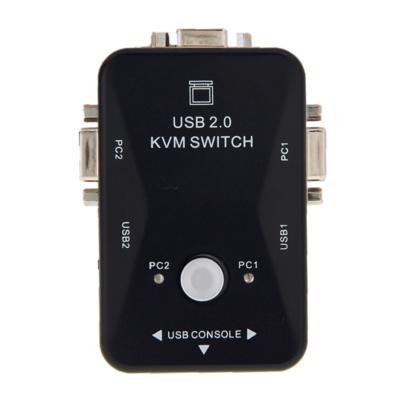 KVM-21UA 2 havens USB KVM Switch Box met controleknop voor PC-toetsenbord muis Monitor(Black)