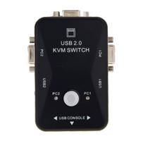 KVM-21UA 2 havens USB KVM Switch Box met controleknop voor PC-toetsenbord muis Monitor(Black)