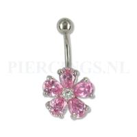 Navelpiercing ronde bloem roze