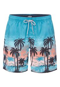 Happy Shorts Happy Shorts Heren Zwemshort Strand Palmbomen Print Blauw