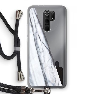 Gestreepte marmer: Xiaomi Redmi 9 Transparant Hoesje met koord