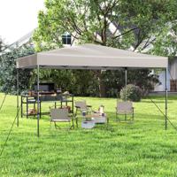 365 x 225 cm Pop-up-paviljoen met Draagbare Draagtas 9 Haringen 4 Windtouwen Opvouwbare Buitenzonwering Paviljoen Beige