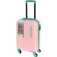 Cabine handbagage reis trolley koffer - zwenkwielen - 34 x 22 x 52 cm - 30 liter - roze/mint