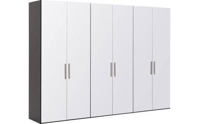 Goossens Kledingkast Easy Storage Ddk, Kledingkast 304 cm breed, 220 cm hoog, 6x glas draaideur