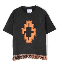 Marcelo Burlon County Of Milan Kids t-shirt frangé à logo imprimé - Noir