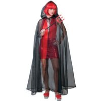 Funny Fashion Halloween verkleed cape met kap - mesh stof - Dames kostuum/kleding One size  - - thumbnail