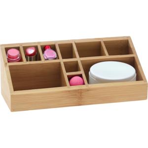 Eleganza Make-up organizer - bamboe hout - 23 x 9 x 9 cm - kwasten houder   -