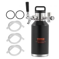 VEVOR bierdispenser mini-biervat bierbrouwapparaat 1,89 L, draagbare drukvatenset dubbellaags roestvrij staal Growler-systeem verstelbare kraan 27 ℃, tapbier thuisbrouwerij vers en koolzuurhoudend