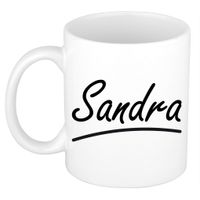 Sandra voornaam kado beker / mok sierlijke letters - gepersonaliseerde mok met naam   -