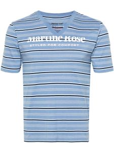 Martine Rose t-shirt rayé à logo imprimé - Bleu