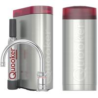 Quooker Classic Nordic Round Kokendwaterkraan Single Tap Set - Kokend Water - Chroom - Inclusief COMBI Reservoir & CUBE - Direct Gekoeld Bruisend Water