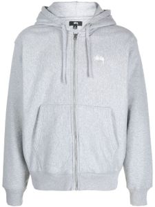 Stüssy hoodie zippé à logo brodé - Gris