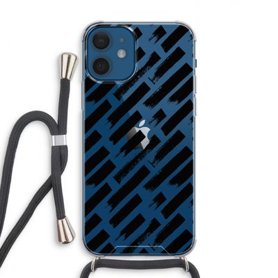 Zwarte vegen: iPhone 12 Transparant Hoesje met koord