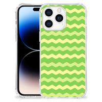 Apple iPhone 14 Pro Max Doorzichtige Silicone Hoesje Waves Green