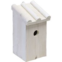 Nestkast/vogelhuisje hout wit ribdak 14 x 16 x 27 cm - Vogelhuisjes - thumbnail
